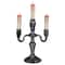14" Antique Silver Skull Trio Halloween Candelabra Décor